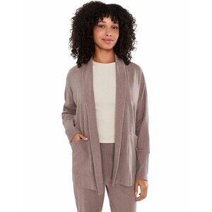 Pact Womens Size M/L Airplane Wrap Cardigan Deep Taupe Heather Open Front